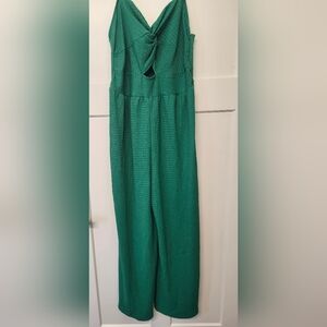 Green Textured Wide-Leg Pants